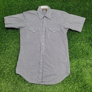Vintage 80s Western Hippie Snap Shirt Medium 20x31 Checkered